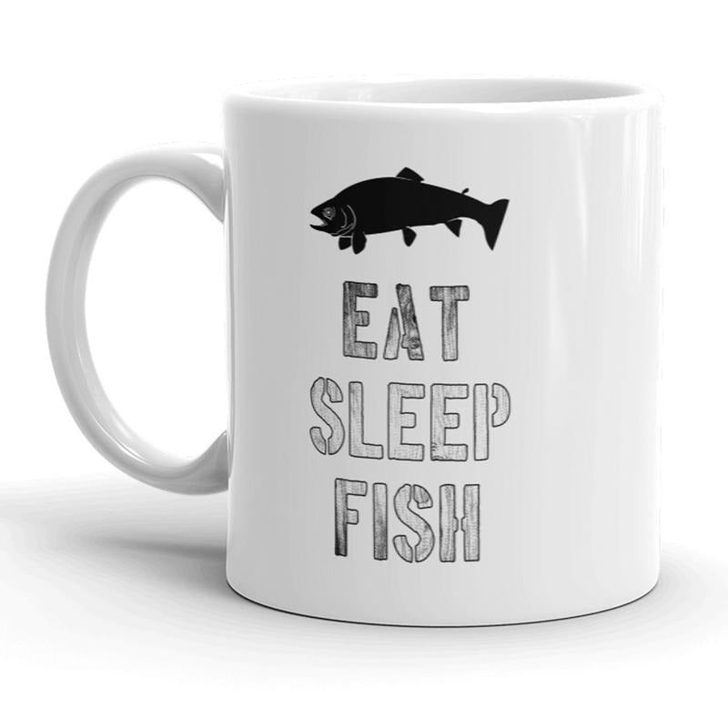 Eat Sleep Fish Mug Funny Outdoors Life Fathers Day Coffee Cup - 11oz Funny Coffee Mugs Ceramic Printed Drinkware Cup