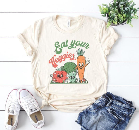 Eat Your Veggies Retro Graphic Shirt, Vegan Shirt, Farmers Market Vegetable Shirt