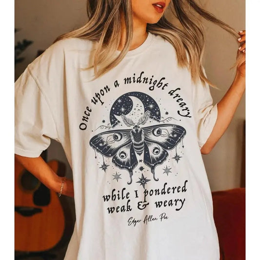 Edgar Allan Poe Shirt Moth Shirt Edgar Allen Poe Raven Shirt Celestial Moth T Shirt Dead Poets Society Fairy Grunge Luna Moth