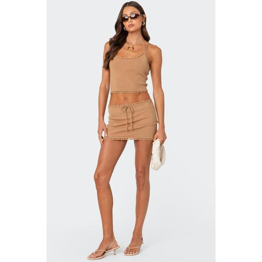 Edikted Women's Crochet Trim Knit Mini Skirt - Multicolor