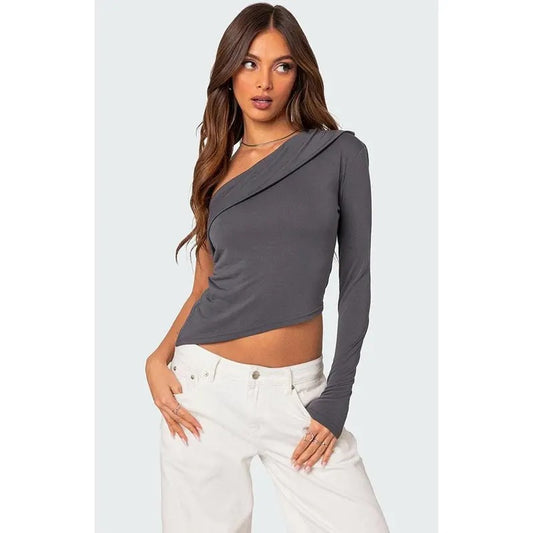 Edikted Women's Fold Over One Shoulder Top