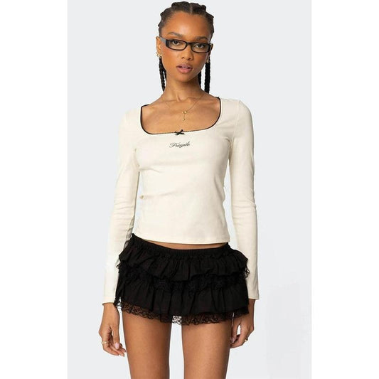 Edikted Women's Fragile Square Neck Top