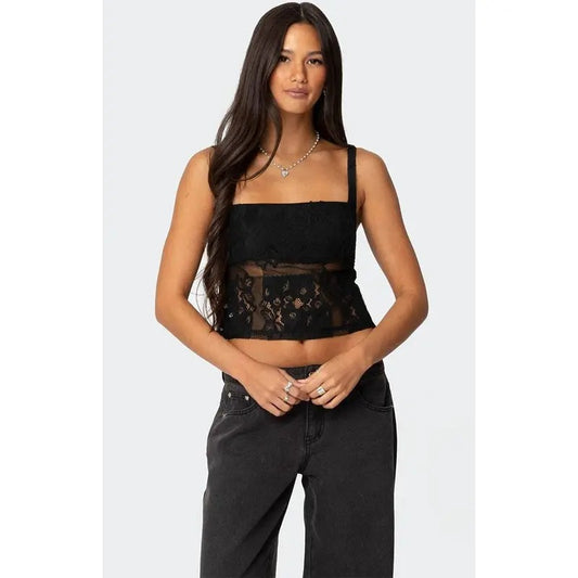 Edikted Women's Gwyn Mixed Lace Top