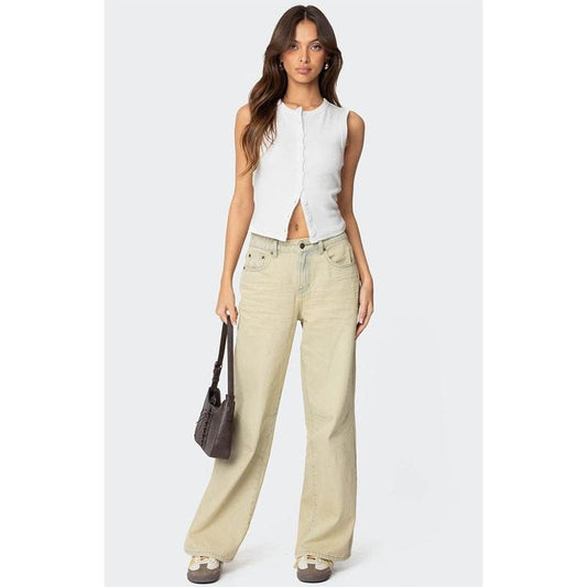 Edikted Women's Low Rise Vintage Washed Boyfriend Jeans