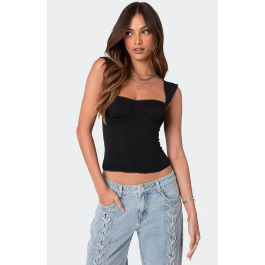 Edikted Women's Marcella Wide Strap Mesh Corset