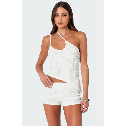 Edikted Women's Phoebe Asymmetric Textured Knit Top