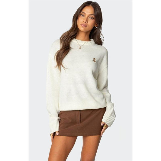 Edikted Women's Puppy Love Embroidered Sweater