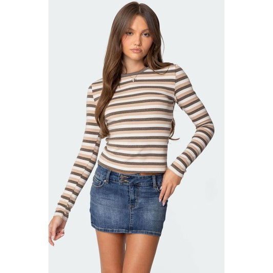Edikted Women's Sivan Striped Long Sleeve T-Shirt