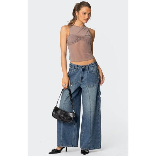 Edikted Women's Tal Baggy Low Rise Carpenter Jeans