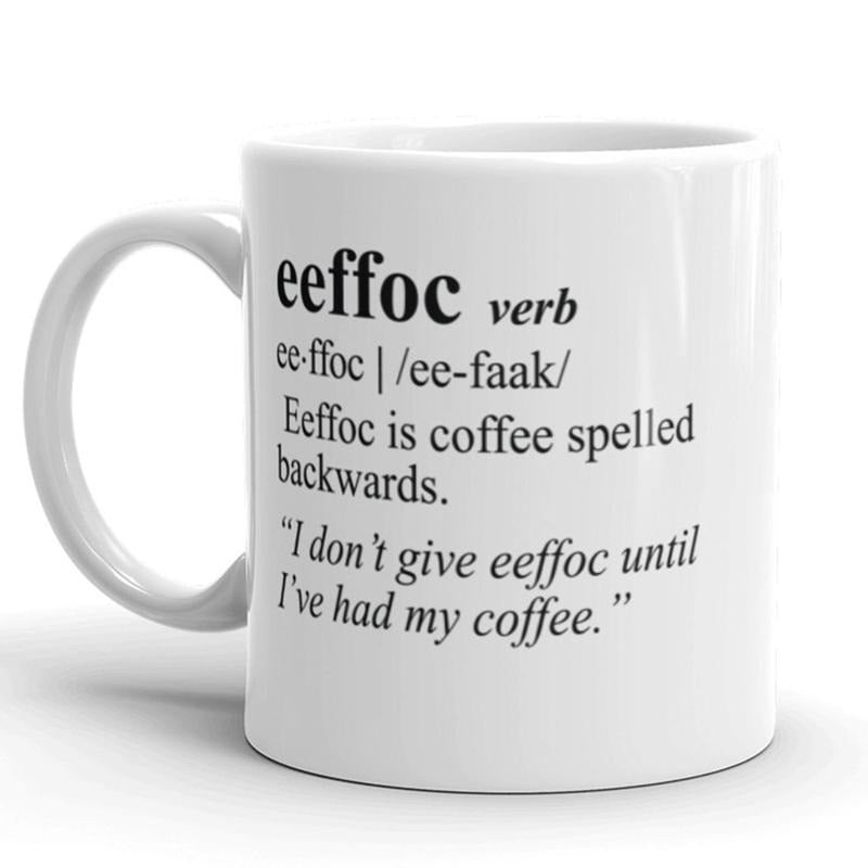 Eeffoc Coffee Spelled Backwards Coffee Mug-11oz Funny Coffee Mugs Ceramic Printed Drinkware Cup