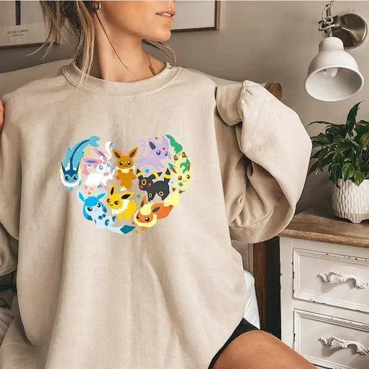 Eevee Eeveelution Sweatshirt, Slyveon, umbreon, Espeon, Flareon Anime, Vintage Anime Sweater, Anime lover gift, Anime merch, Anime Lover Sweatshirt, Hoodie Gift, Gift for anime fan, Sweater, Anime Gift, Kawaii