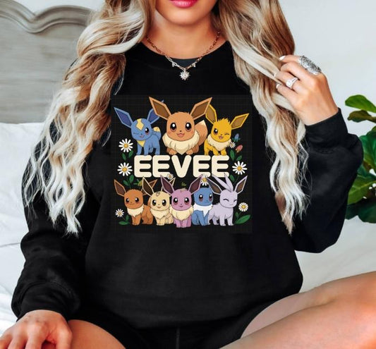 Eevee Evolution Funny Hoodie Shirt Kawaii Shirt - Unisex Casual Crew Neck Long Sleeve