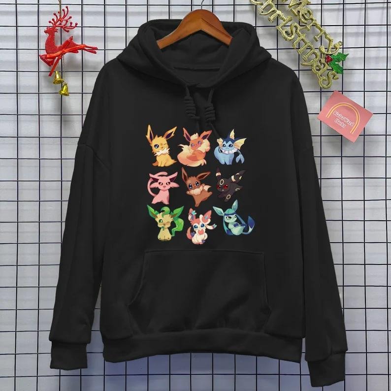 Eevee Evolution Sweatshirt, Slyveon, Umbreon, Espeon, Flareon Anime, Vintage Anime Sweater, Anime lover gift, Anime merch, Anime Lover Sweatshirt, Hoodie Gift, Gift for anime fan, Sweater, Anime Gift, Kawaii