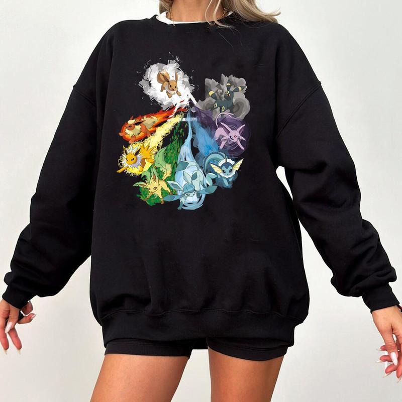 Eevee Evolution Sweatshirt, Slyveon, Umbreon, Espeon, Flareon Anime, Vintage Anime Sweater, Anime lover gift, Anime merch, Anime Lover Sweatshirt, Hoodie Gift, Gift for anime fan, Sweater, Anime Gift, Kawaiistyle{n002}3