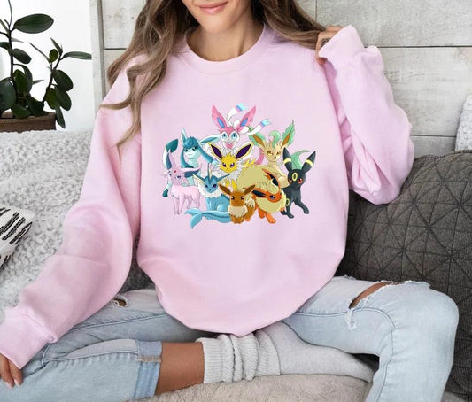 Eevee Evolutions Shirt, Eevee Eeveelution Sweatshirt, Eevee Pokemon Shirt, Slyveon, umbreon, Espeon, Flareon Anime, Anime Sweater, Pokemon Anime