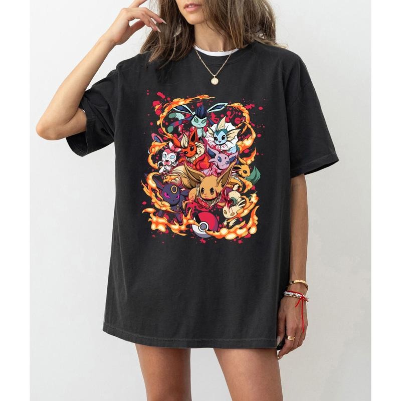 Eevee Evolutions Shirt, Eevee Eeveelution Sweatshirt, Eevee Pokemon Shirt, Slyveon, umbreon, Espeon, Flareon Anime, Anime Sweater, Pokemon Animestyle{n002}3