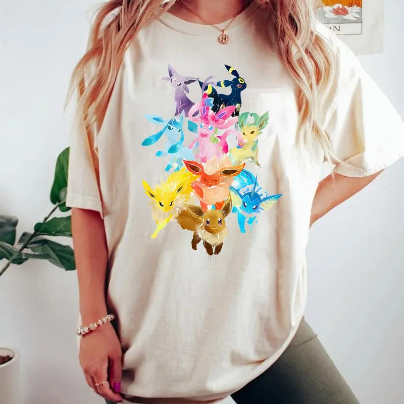 Eevee Evolutions Sweatshirt T-Shirt, Eevee Pokemon Shirt, Slyveon,Umbreon,Pokemon Sweatshirt, Vintage Anime Sweater, Eevee Shirt, Pokemon Anime Shirt