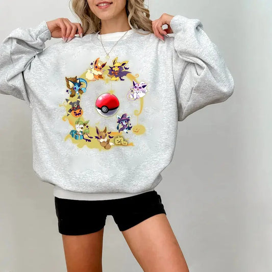 Eevee Evolutions Sweatshirt, Eeveelution Sweatshirt, Slyveon, umbreon, Espeon, Flareon Anime, Vintage Anime Sweater, Anime lover gift, Anime merch, Anime Lover Sweatshirt, Hoodie Gift, Gift for anime fan, Sweater, Anime Gift, Kawaii