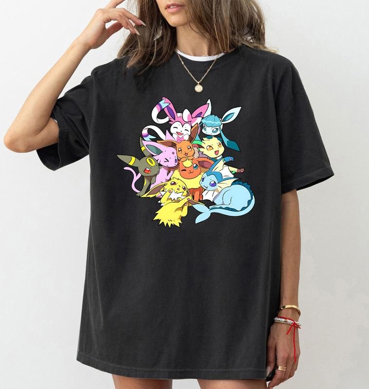 Eevee Evolutions T-Shirt Sweatshirt, Eeveelution Sweatshirt, Eevee Pokemon Shirt, Sylveon, Umbreon, Espeon, Flareon Anime, Pokemon Sweatshirtstyle{n002}3