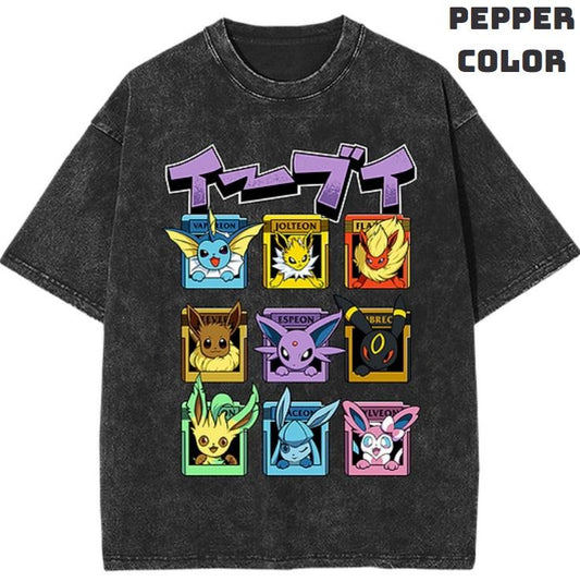 Eeveelution Squad Vintage Graphic Tees, Eevee Tshirt, Pokemon Shirts, Pokemon Merch, Anime Manga Shirt, Anime Clothing, Unisex Casual Outfits, Crew Neck Gifts For Men Women Streetwear Menswear Womenswear