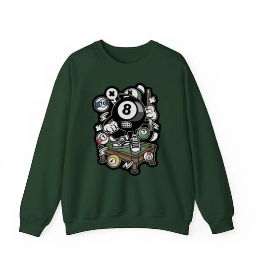 Eight Ball Sweatshirt Pockets Sweatshirt Casual Street Style Fleece Fabric Crewneck Pullover Sweatshirt Tops Trendy for Unisex, Perfect Gifts