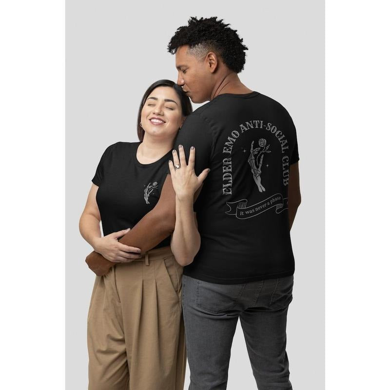Elder Emo Anti-Social Club Tee, It was Never a Phase Shirt, Spooky Emo Shirt, Alt Goth Grunge Valentines Day Gift Ideas Hoodie, T-shirt and sweater 2 sides