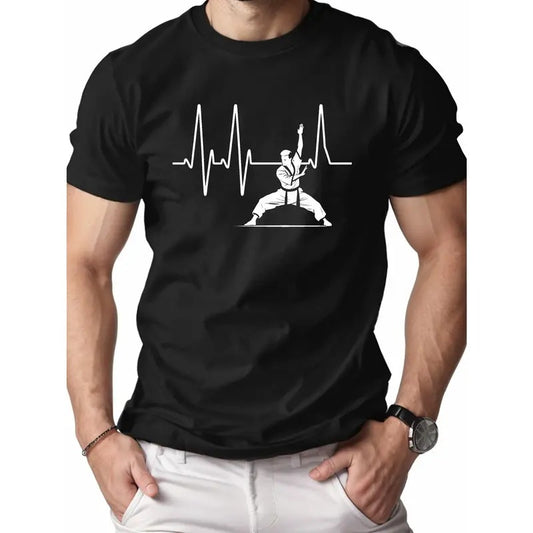 Electrocardiogram Martial Artist Pure Cotton Men's Tshirt Comfort Fit Made in USA