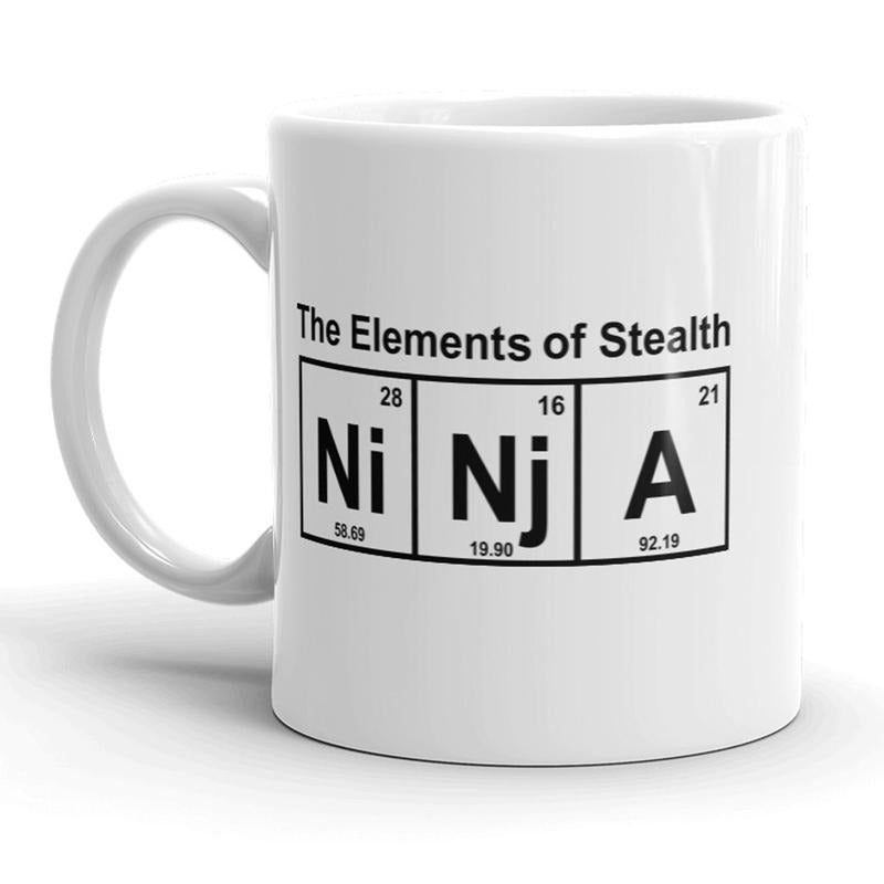 Element Of Stealth Mug Funny Ninja Coffee Cup - 11oz Funny Coffee Mugs Ceramic Printed Drinkware Cup