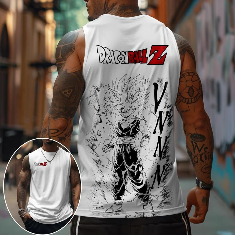 Embrace Your Anime Fandom with a Stylish Casual Print Gym Tank Top for Your Fitness Goals