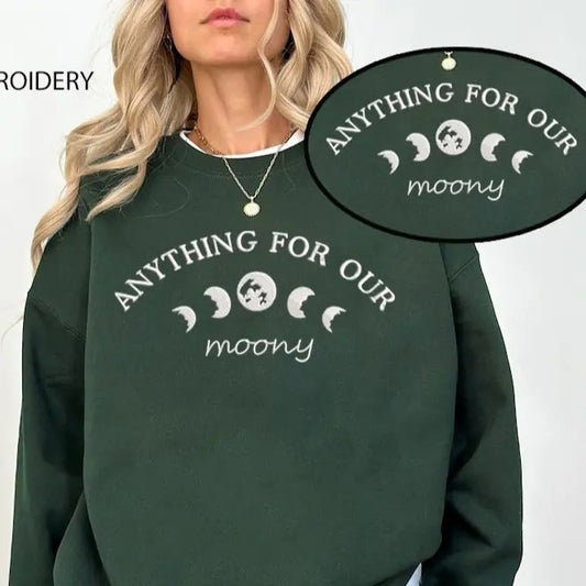 Embroidered Anything For Our Moony sweatshirt, Harry Fandom Unisex Sweatshirt, Marauders Sweater, Wizard Book Gift Crewneck, Wizard Sweater