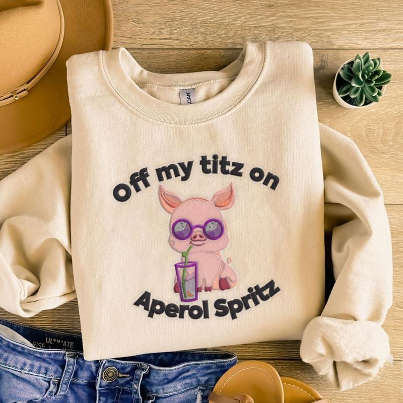Embroidered Aperol Spritz Tee, Unisex Beer Garden Tshirt, Funny Embroidered Tshirt, Coacktail lover Tee, Funny Tshirts, Cute Baby Tee