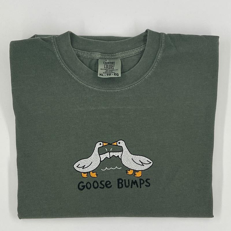 Embroidered Goose Bumps Comfort Colors T-Shirt, Goose Bumps T-shirt, Comfort Colors Cozy T-Shirts, Unisex Goose Shirt, Mother's Day Gift