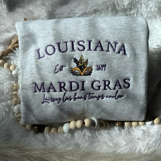 Embroidered Mardi Gras Sweatshirt, Mardi Gras  Pullover