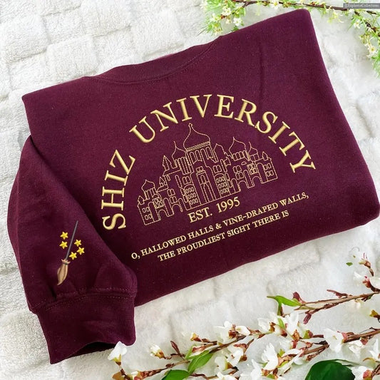 Embroidered Shiz University Sweatshirt, Hoodie, Tee, #Elphaba #Glinda Holding Space Defy Gravity Changed for Good Witch, Christmas Gift , Global Trending Outfits