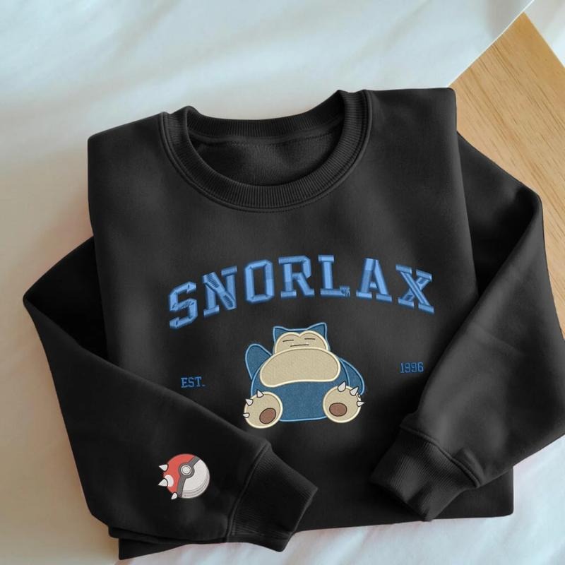 Embroidery Custom Snolax Sweatshirt, Embroidery Anime Tshirt, PKM University, Anime Shirt, Unisex Shirt