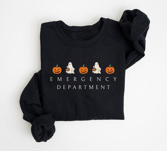 Emergency Department Halloween Sweatshirt, Halloween ER Nurse, Emergency Dept Sweater, ED ER Emergency Room Doctor Staff, Nurse Ghost Pumpkin Shirt, Nursing Student, Spooky Nurse Shirt