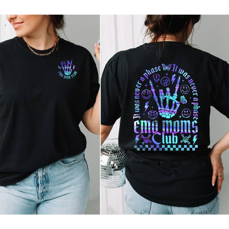 Emo Moms Club Shirt And Sweatshirt, Motherhood Shirt, Emo Moms Skeleton Shirt, Mama Shirt, Elder Emo, Mothers Day Gift, Emo Mama Shirt, Mom Life, Mama Funny Rocking