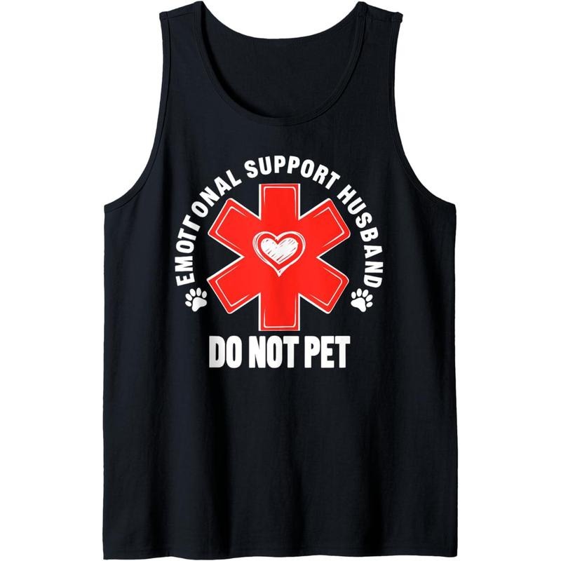 Emotional Support Husband Do Not Pet Funny Dog Love Humor Tank Top Made in USA