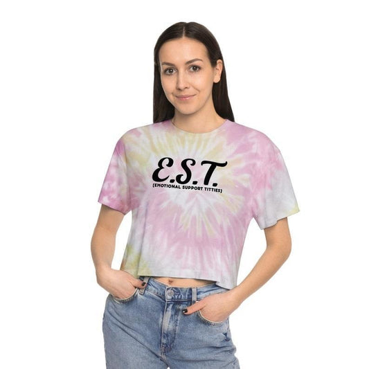 Emotional Support Titties Funny Mature Sexy Women's Tie-Dye Crop Top, Sarcastic Offensive Gifts For Women, Adult Humor, Inappropriate Tee