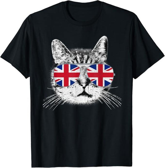 England Shirts, Cat Sunglasses Gift T-Shirt Cotton Fashion Casual Classic