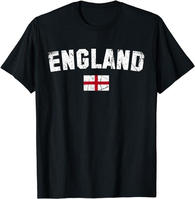 England Shirts, England Flag Vintage T-Shirt Cotton Fashion Casual Classic