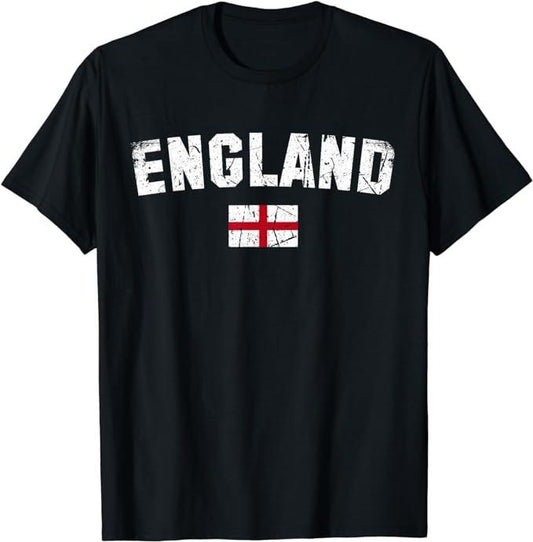 England Shirts, England Flag Vintage T-Shirt Cotton Fashion Casual Classic