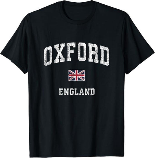 England Shirts, Oxford England Vintage Athletic Sports Design T-Shirt Cotton Fashion Casual Classic