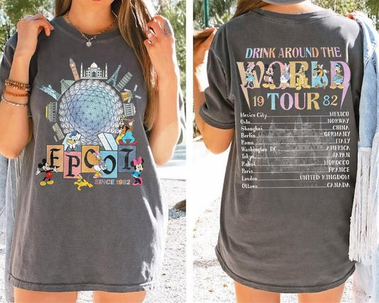 Epcot Drink Around The World Shirt Snack Around World World Tour Epcot Shirt M.ney And Friends Epcot Center 1982 Shirt - Hoodie - Sweater - Tshirt