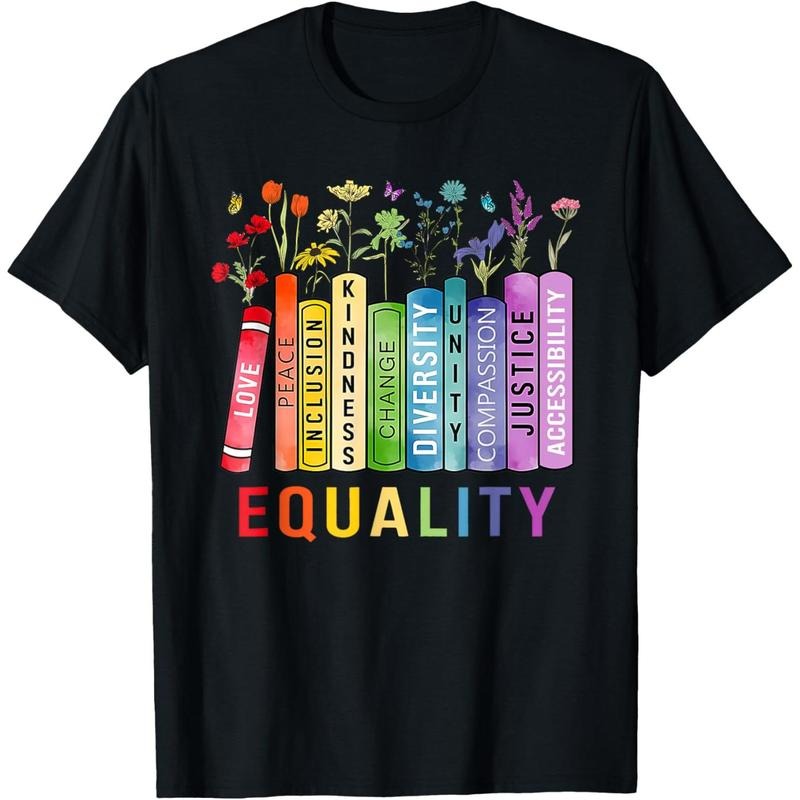 Equal Rights Book Flower Equality Peace Love Kindness Book T-Shirt made in usa