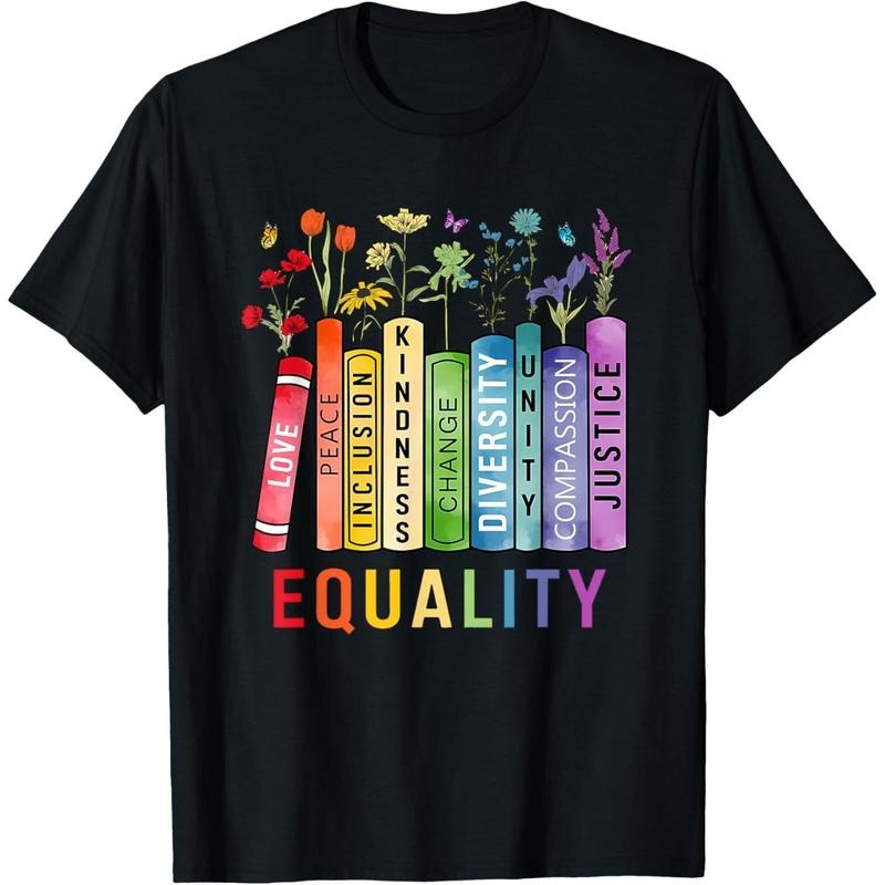 Equal Rights Book Flower Equality Peace Love Kindness Book T-Shirt made in usastyle{n002}2