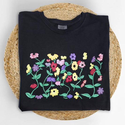 Eras Piano Flowers Comfort Colors Shirt, Watercolor Piano Floral Graphic Tee, Music Lovers Unhinged Tees, Wildflowers Oversized T-shirt