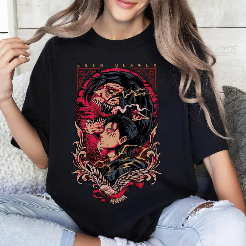 Eren Anime Tshirt Crewneck Hoodie Comfort Cotton