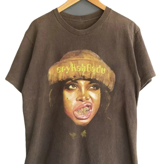 Erykah 90s Music Rock, Gifts for Fans, Graphic tour Shirt, Erykah Badu concert Shirt Classic Cotton Unisex Tshirt Fabric Menswear