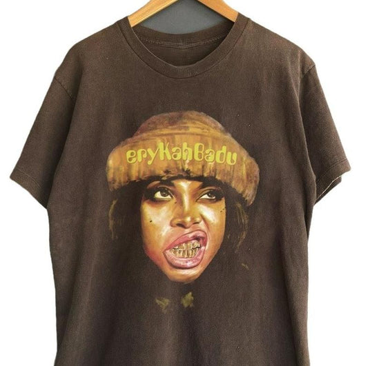 Erykah 90s Music Rock, Gifts for Fans, Graphic tour Shirt, Erykah Badu concert Shirt Classic Cotton Unisex Tshirt Fabric Menswear Streetwear Summer